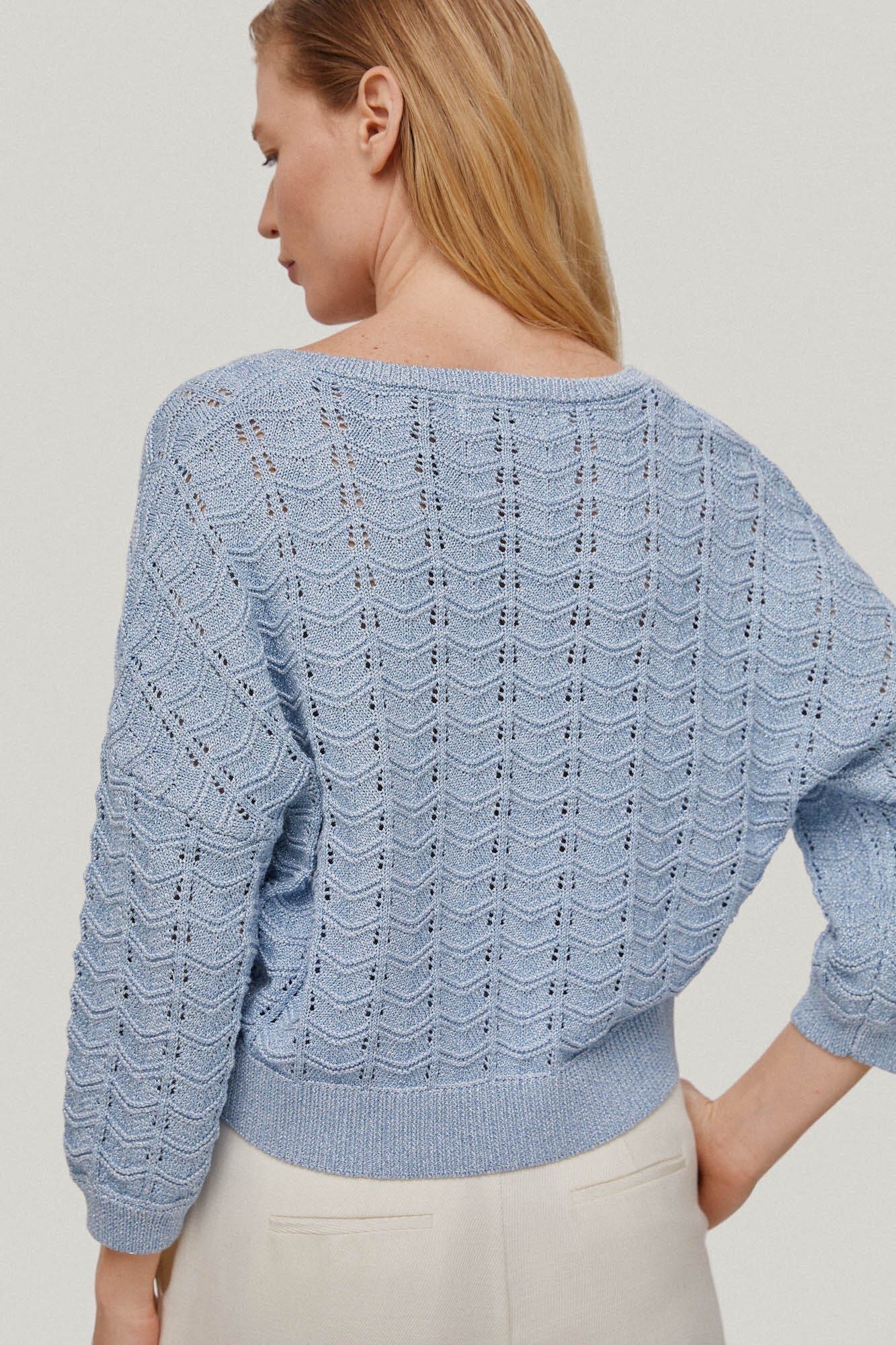Sudadera Escote Pico Celeste