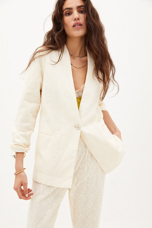 Blazer Bordado Blanco