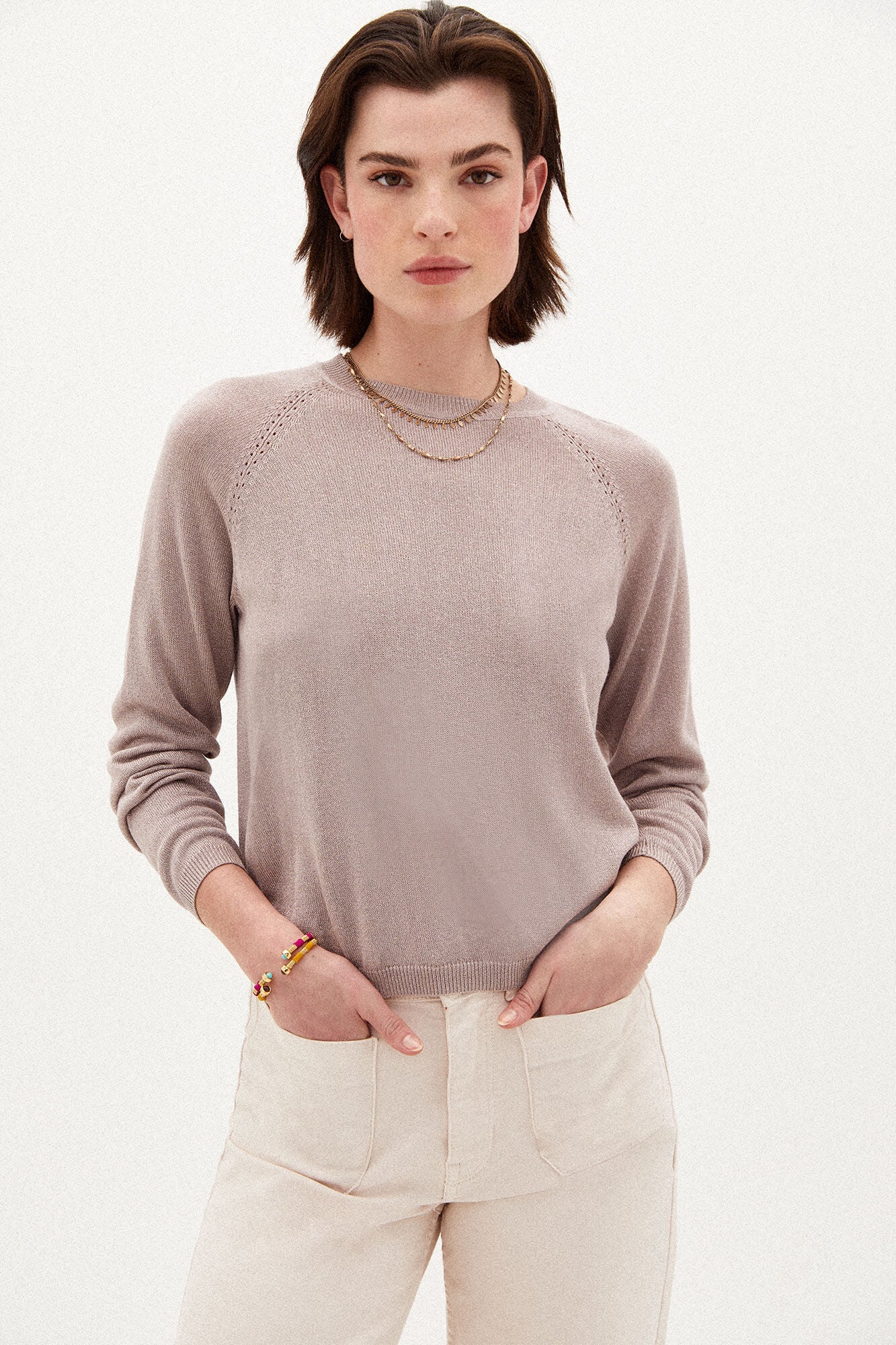 Sudadera Cuello Redondo Rosa
