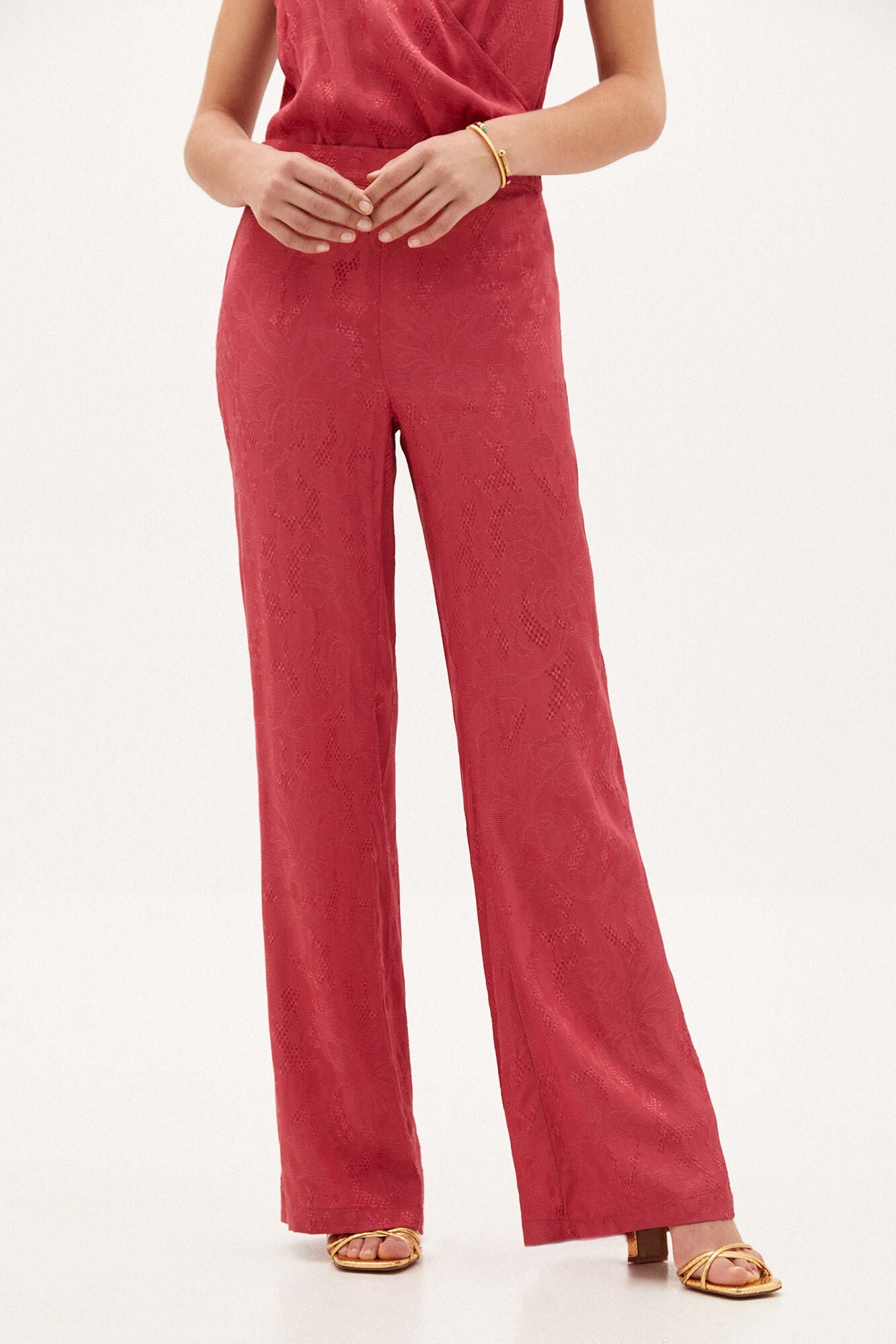 Pantalón Ancho Satinado Rosa