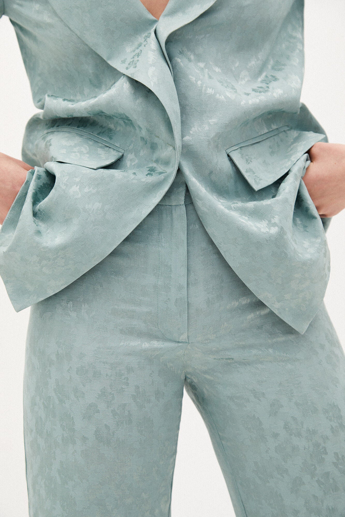Pantalón Ancho Satinado Azul