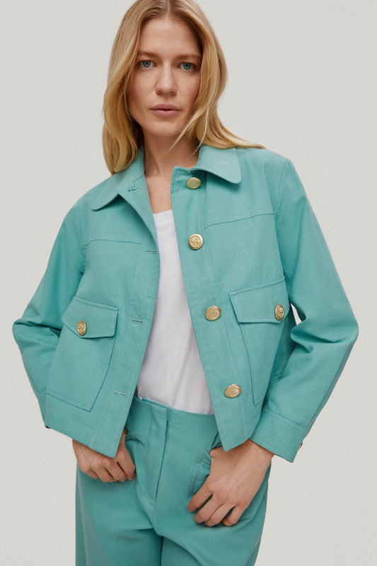 Jacket Corta Bolsillos Verde