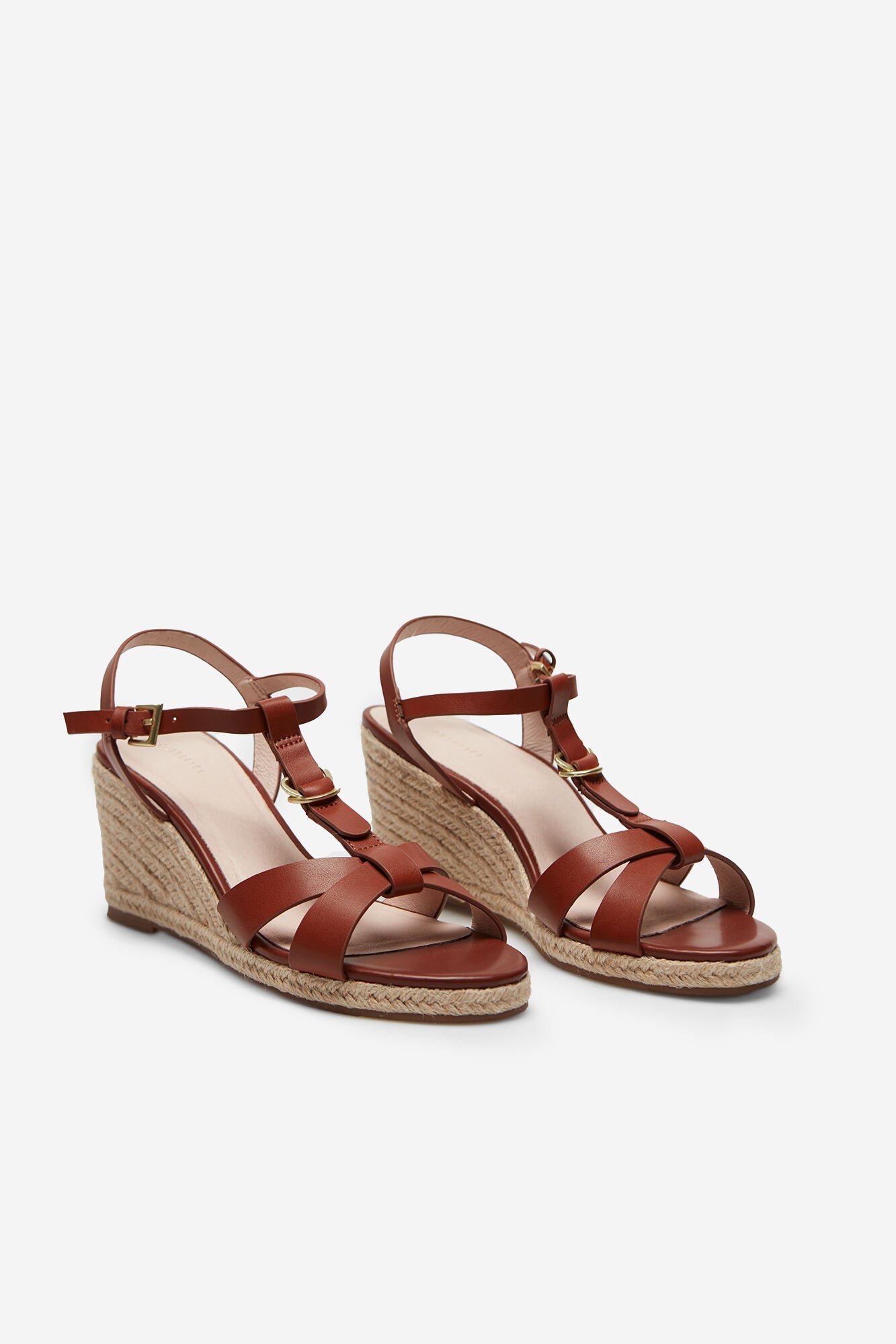 Sandalias Cuña Hebillas Café