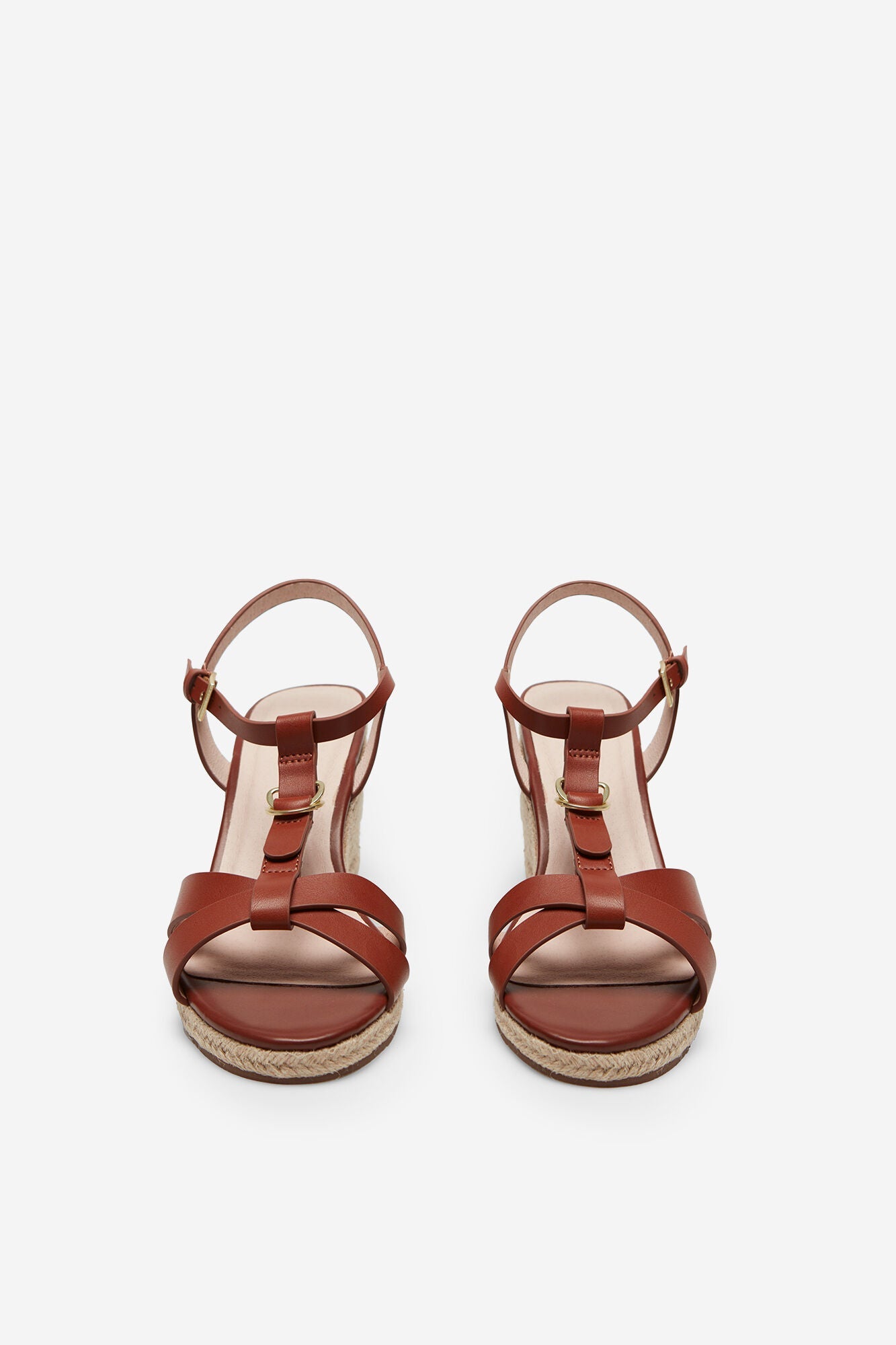 Sandalias Cuña Hebillas Café
