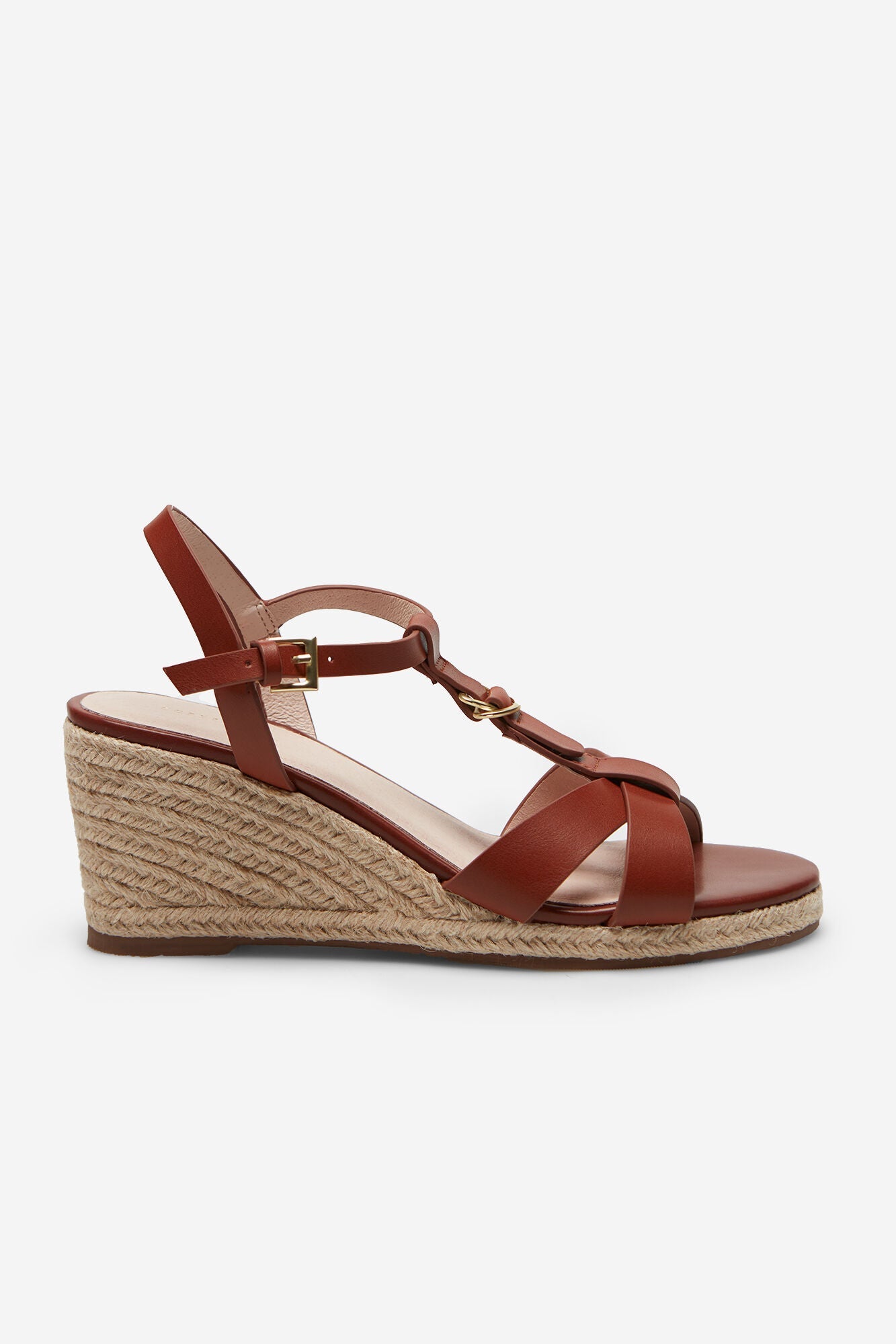 Sandalias Cuña Hebillas Café