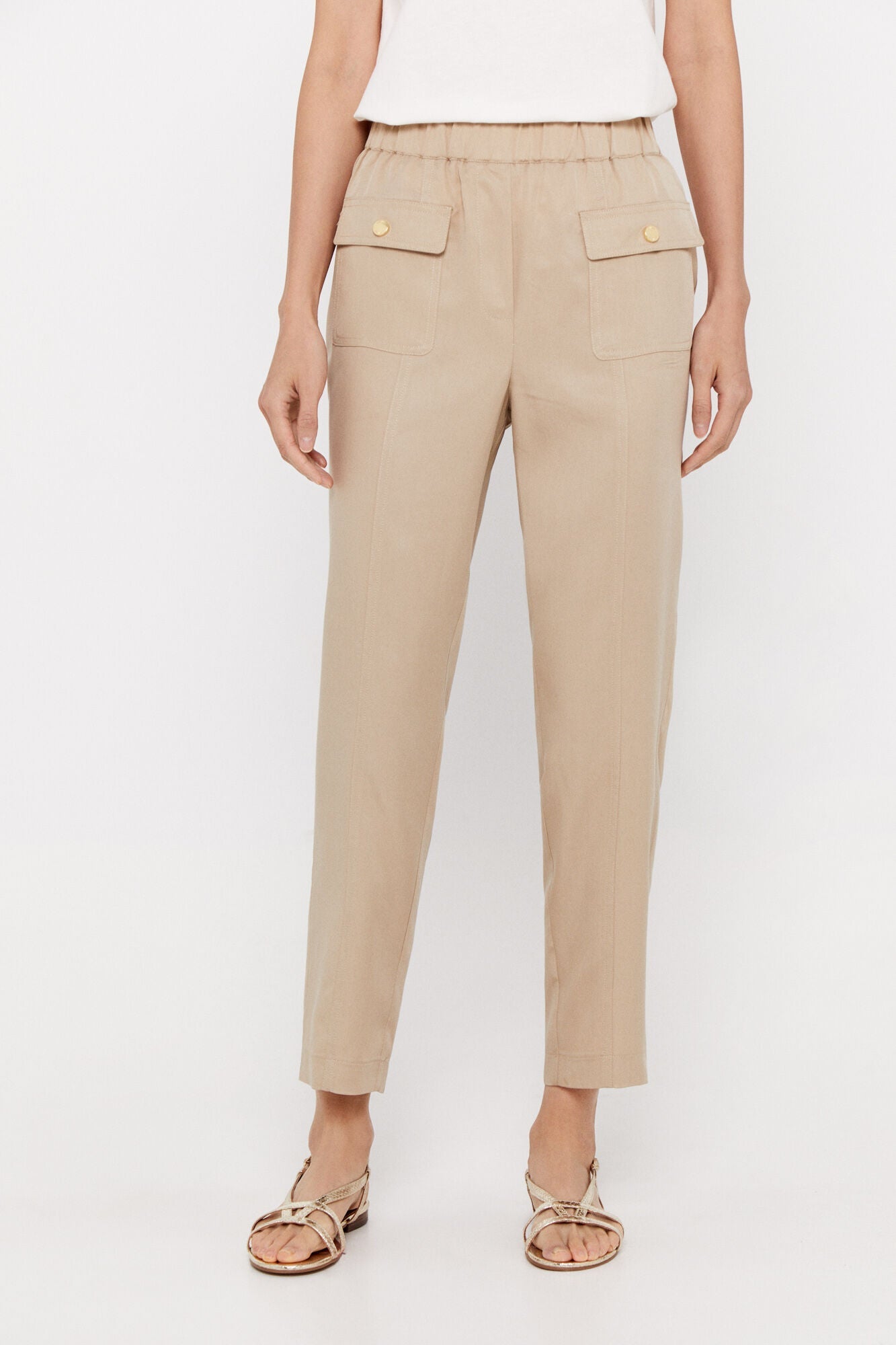 Pantalón Bolsillos Beige