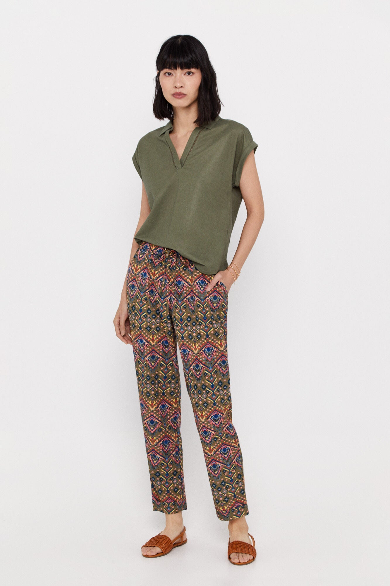 Pantalón Fluido Estampado Multicolor