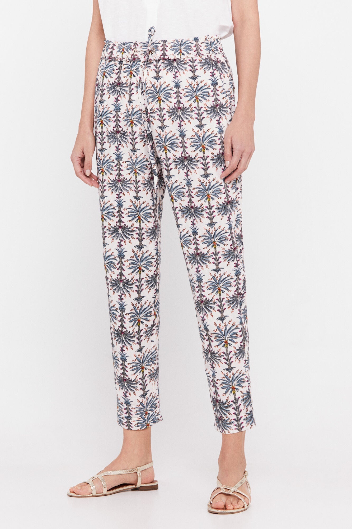 Pantalón Fluido Estampado Blanco
