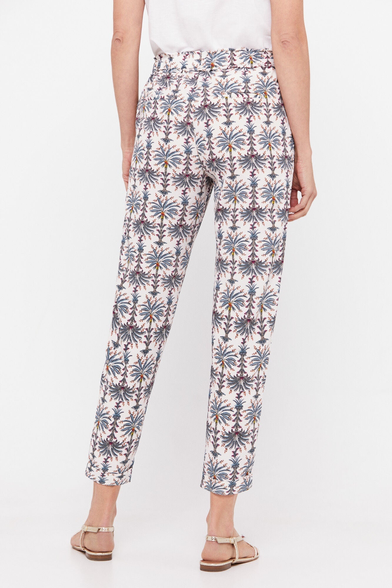 Pantalón Fluido Estampado Blanco