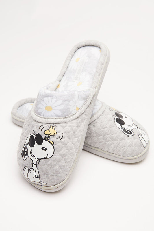 Pantuflas Estampado Snoppy Gris
