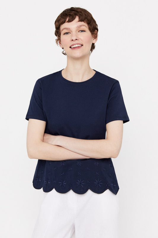 Camiseta Bajo Bordado Azul