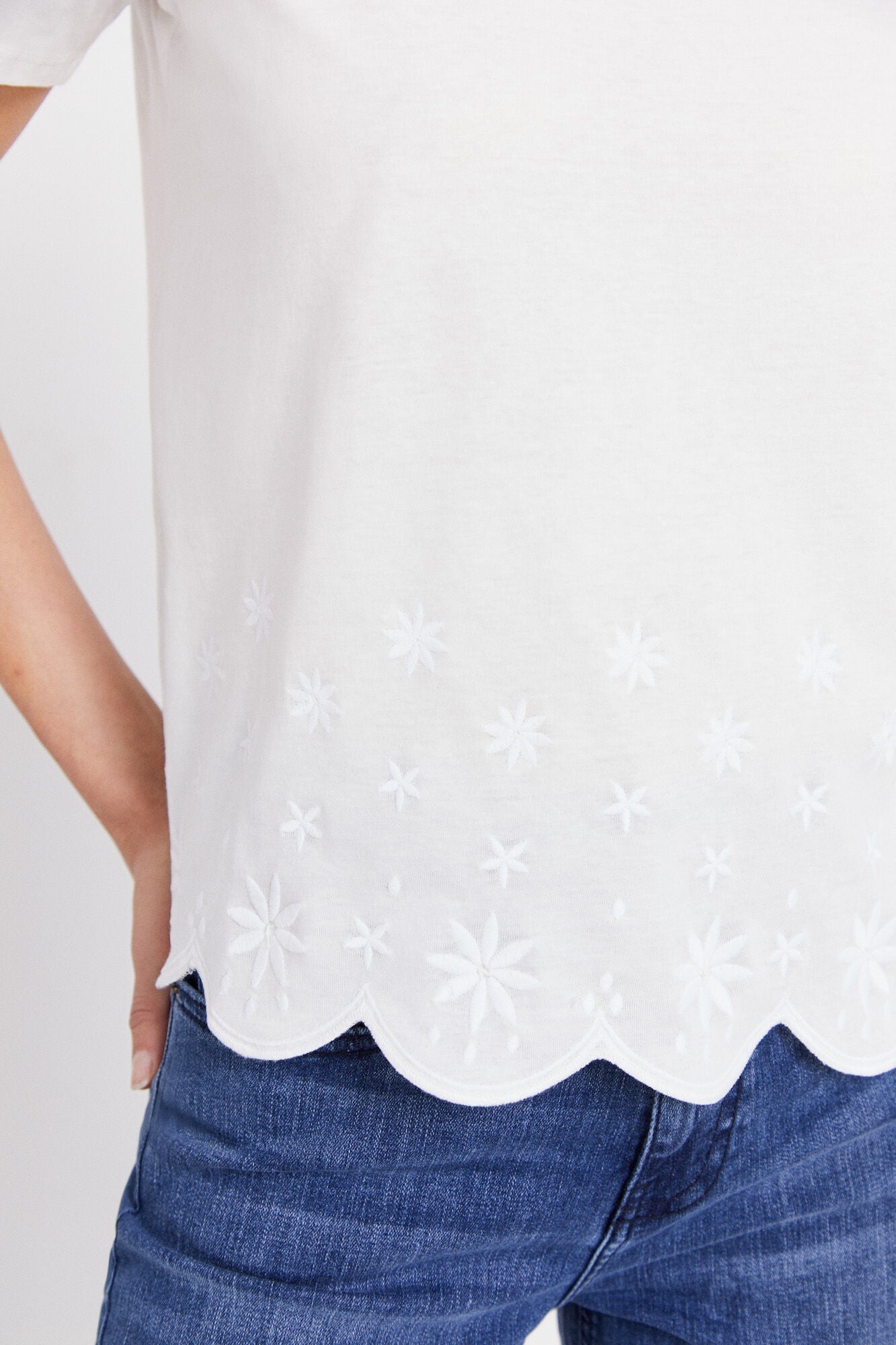 Camiseta Bajo Bordado Blanco
