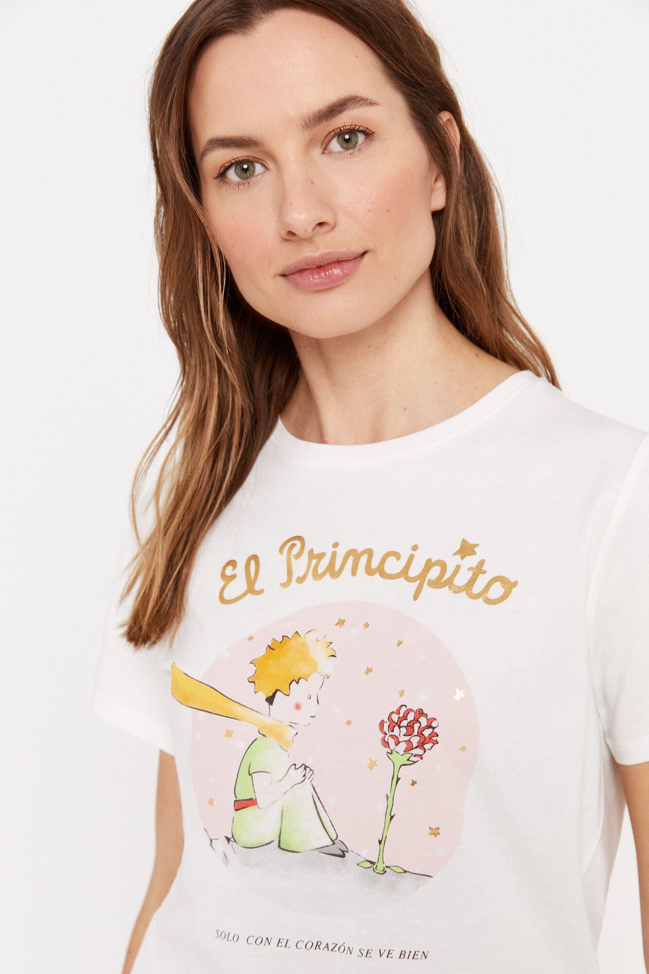 Camiseta Estampado Blanco/Rosa