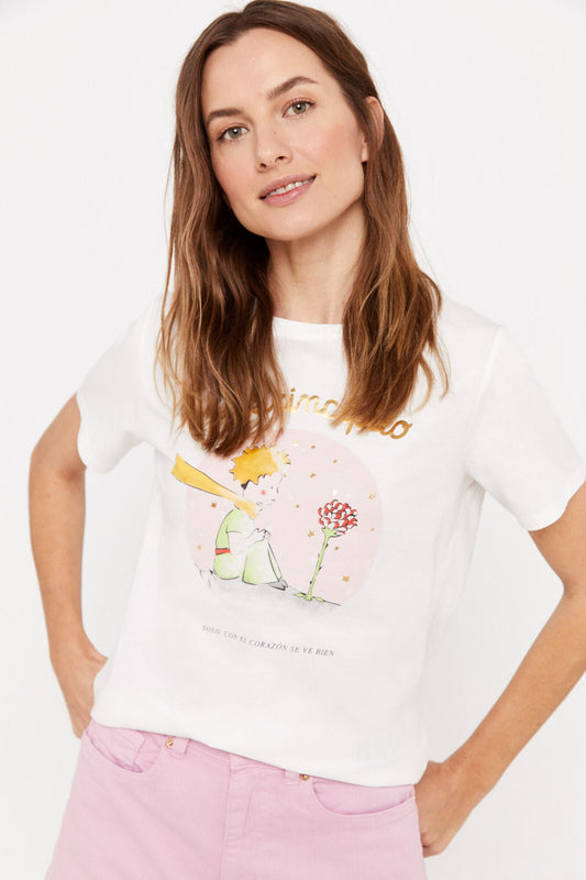 Camiseta Estampado Blanco/Rosa