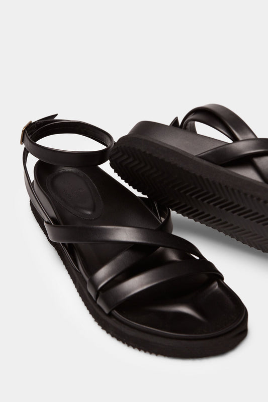 Sandalias Tiras Plataforma Negro