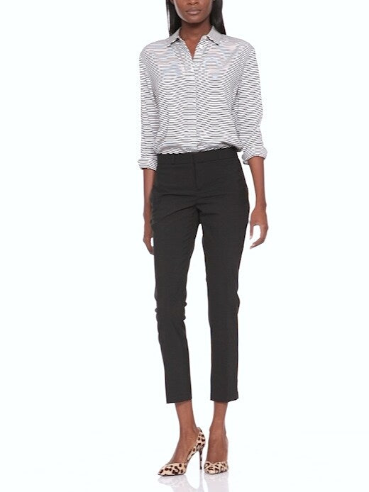 BR Avery Straight-Fit Washable Wool-Blend Ankle Pant - Negro