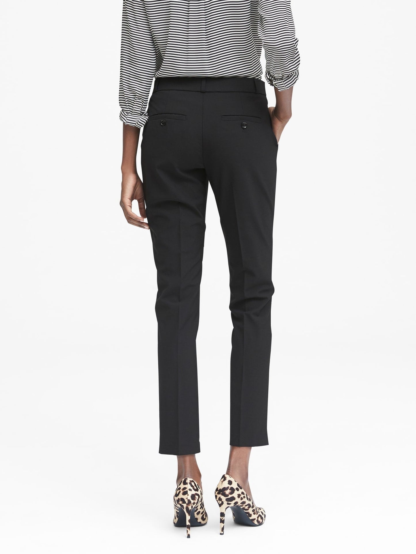 BR Avery Straight-Fit Washable Wool-Blend Ankle Pant - Negro