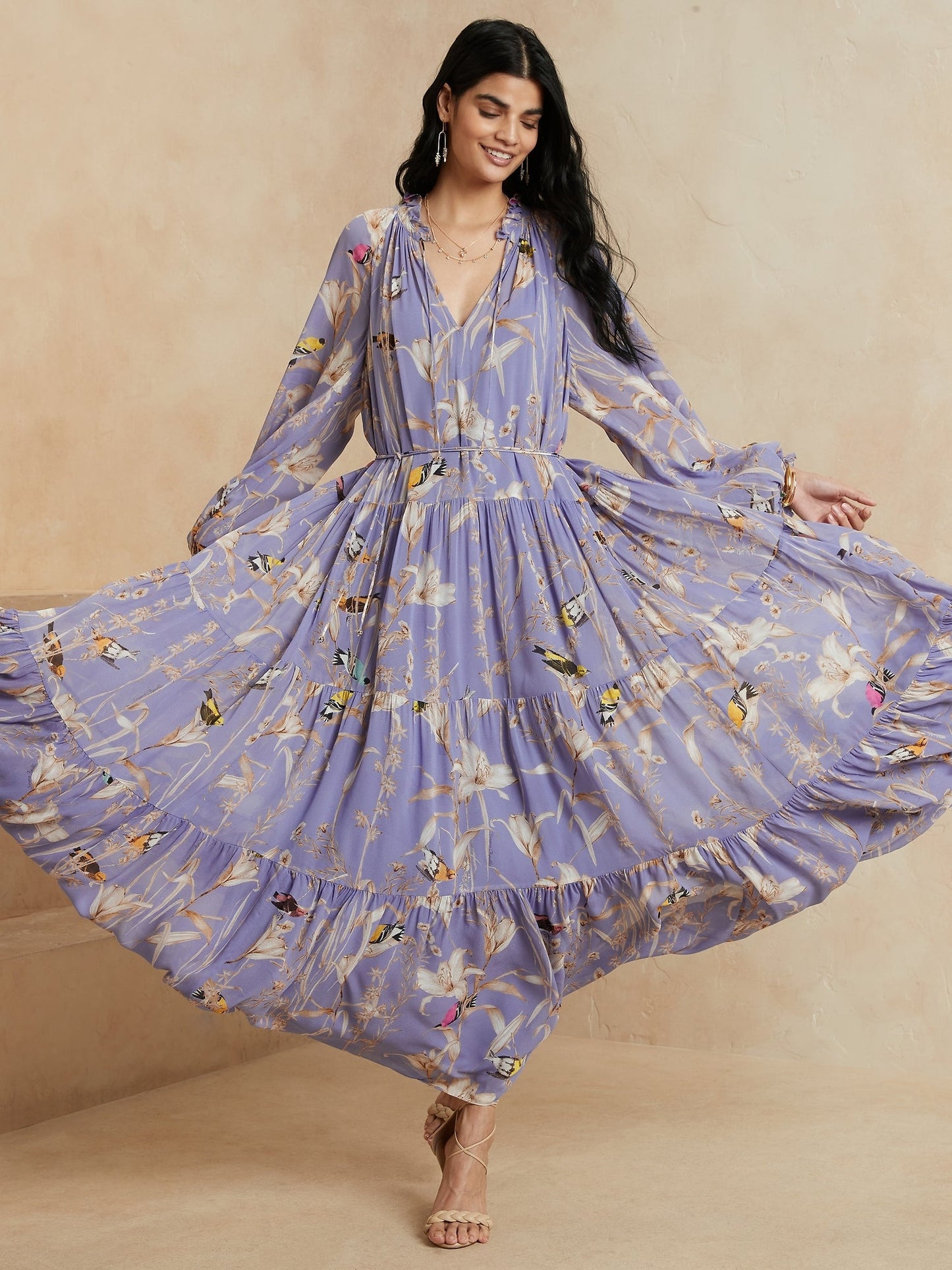BR Tiered Maxi Dress - Purple Print