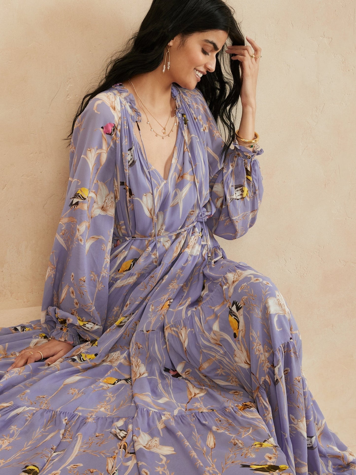 BR Tiered Maxi Dress - Purple Print