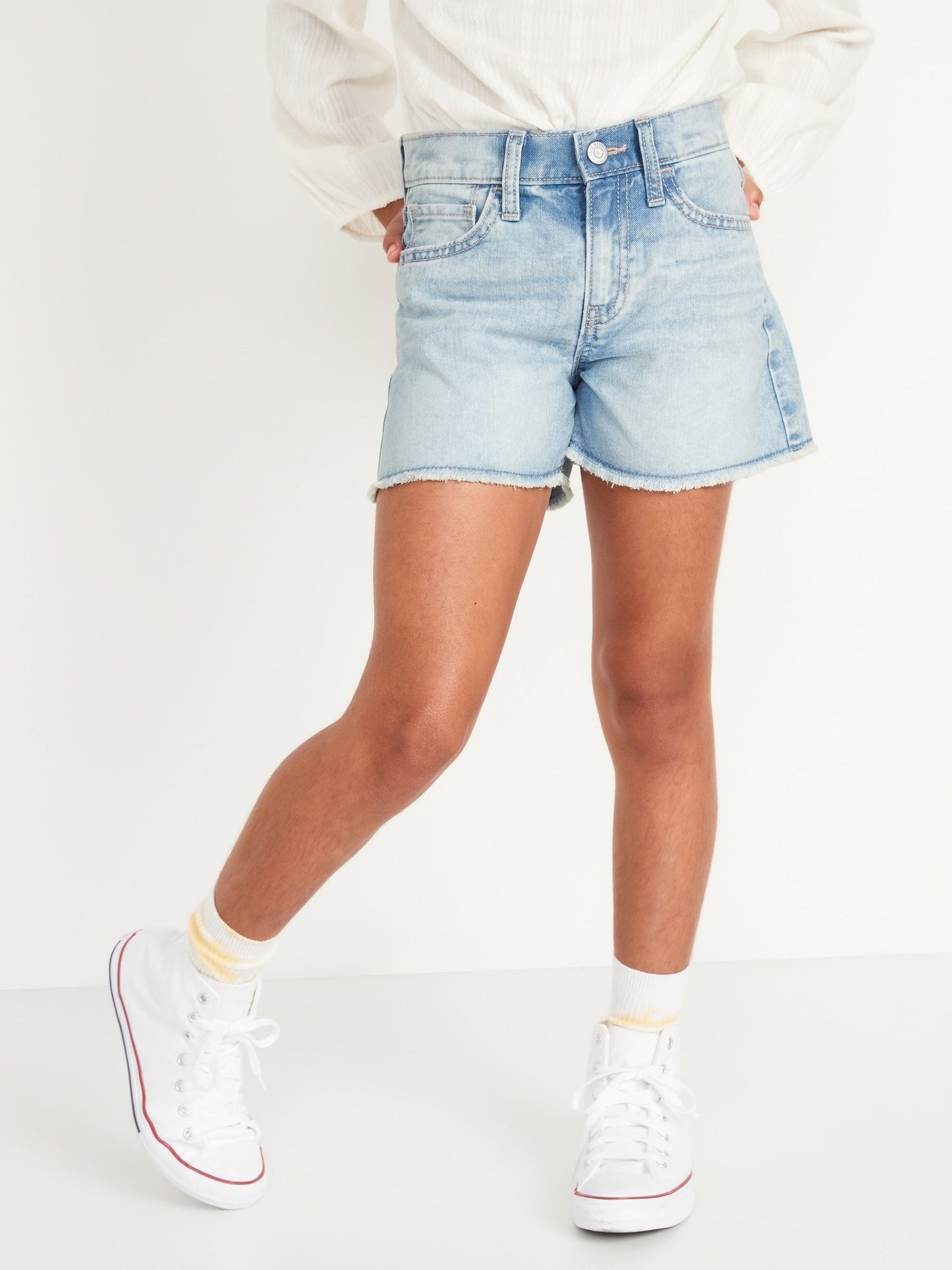 Short Denim Talle Alto Azul, Niña