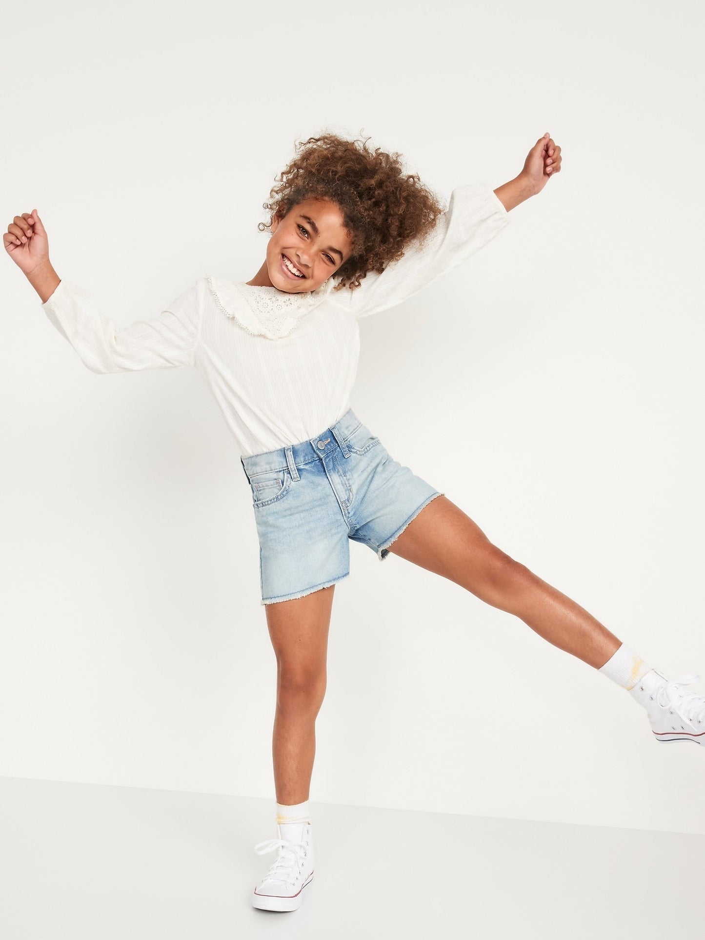 Short Denim Talle Alto Azul, Niña