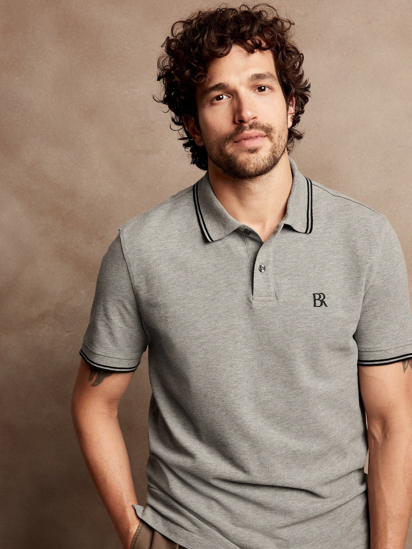 BR Pique Polo - Grey