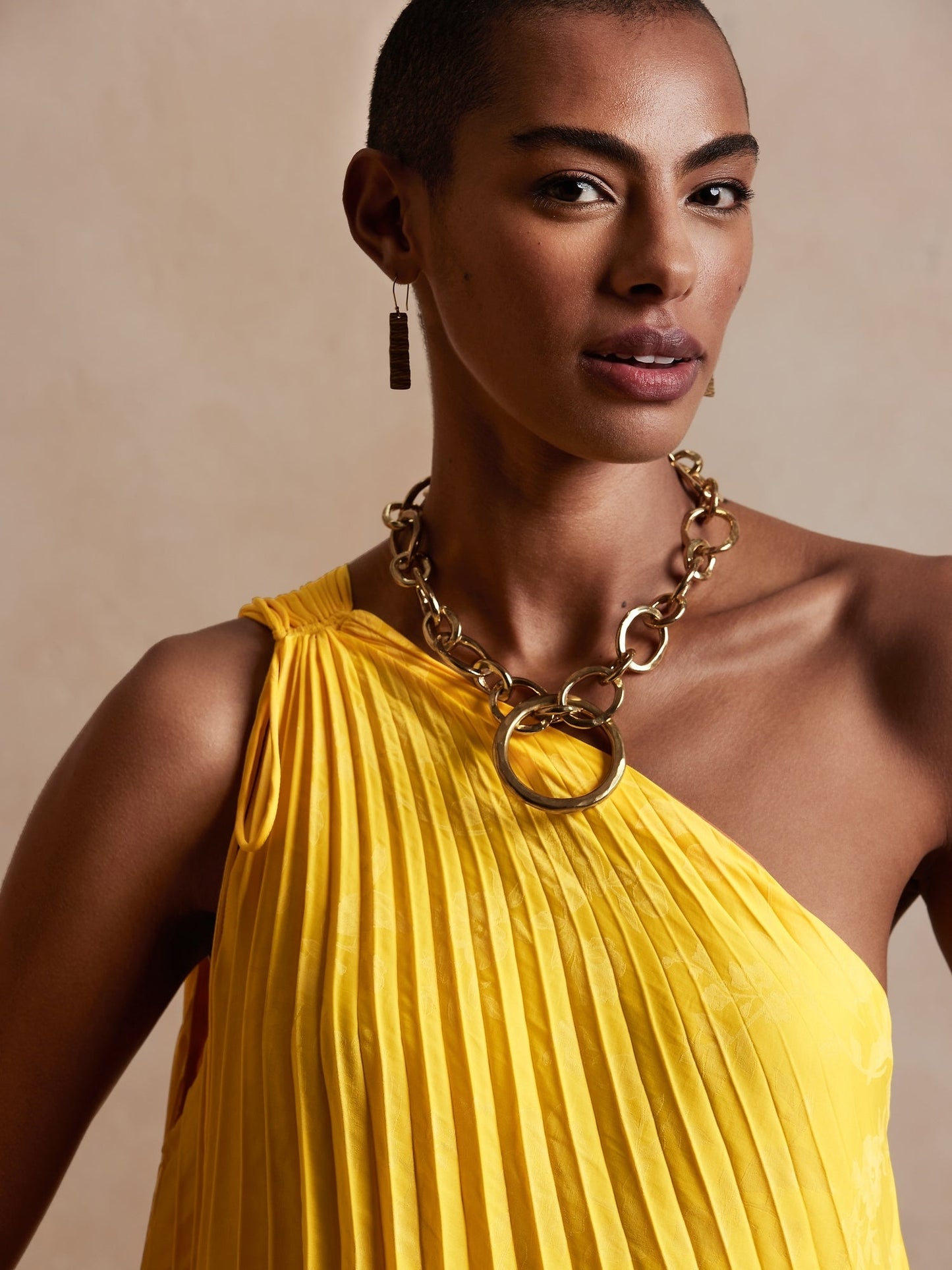BR Pleated One-Shoulder Top - Yellow Umbrella