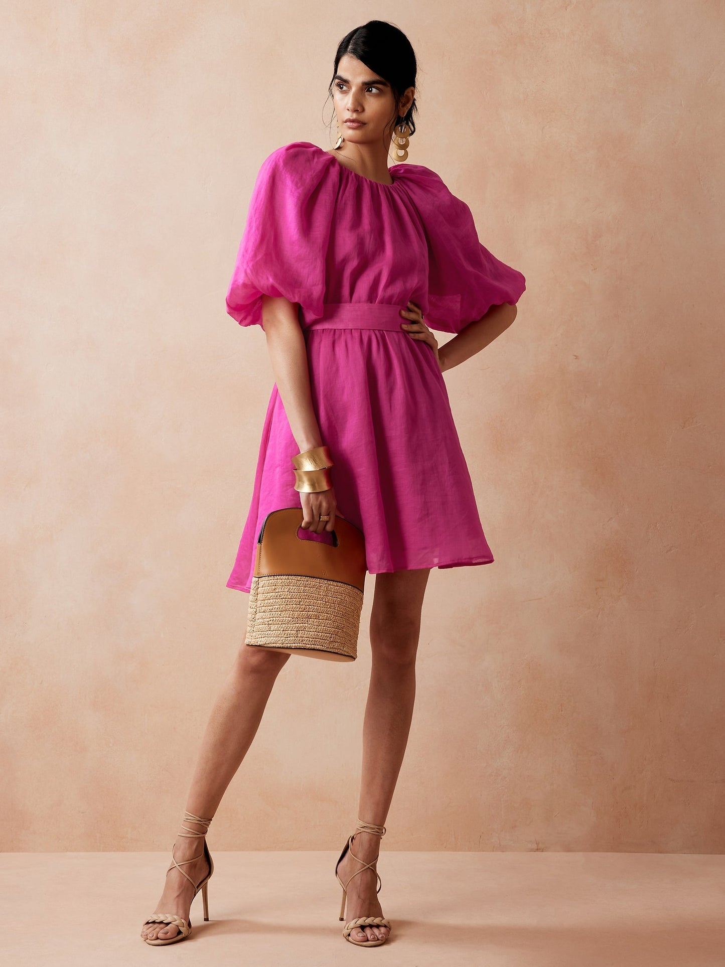 BR Ramie Open-Back Dress - Dark Magenta