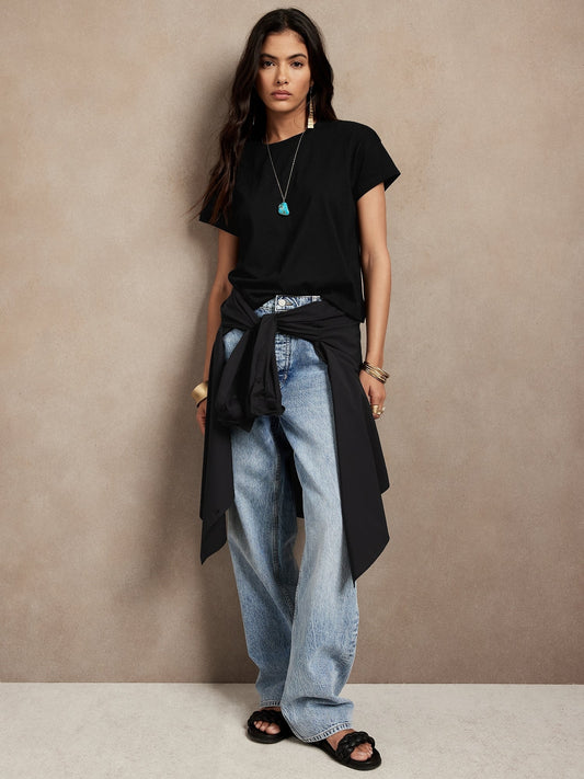 BR Supima® Boxy Crop T-Shirt - Black