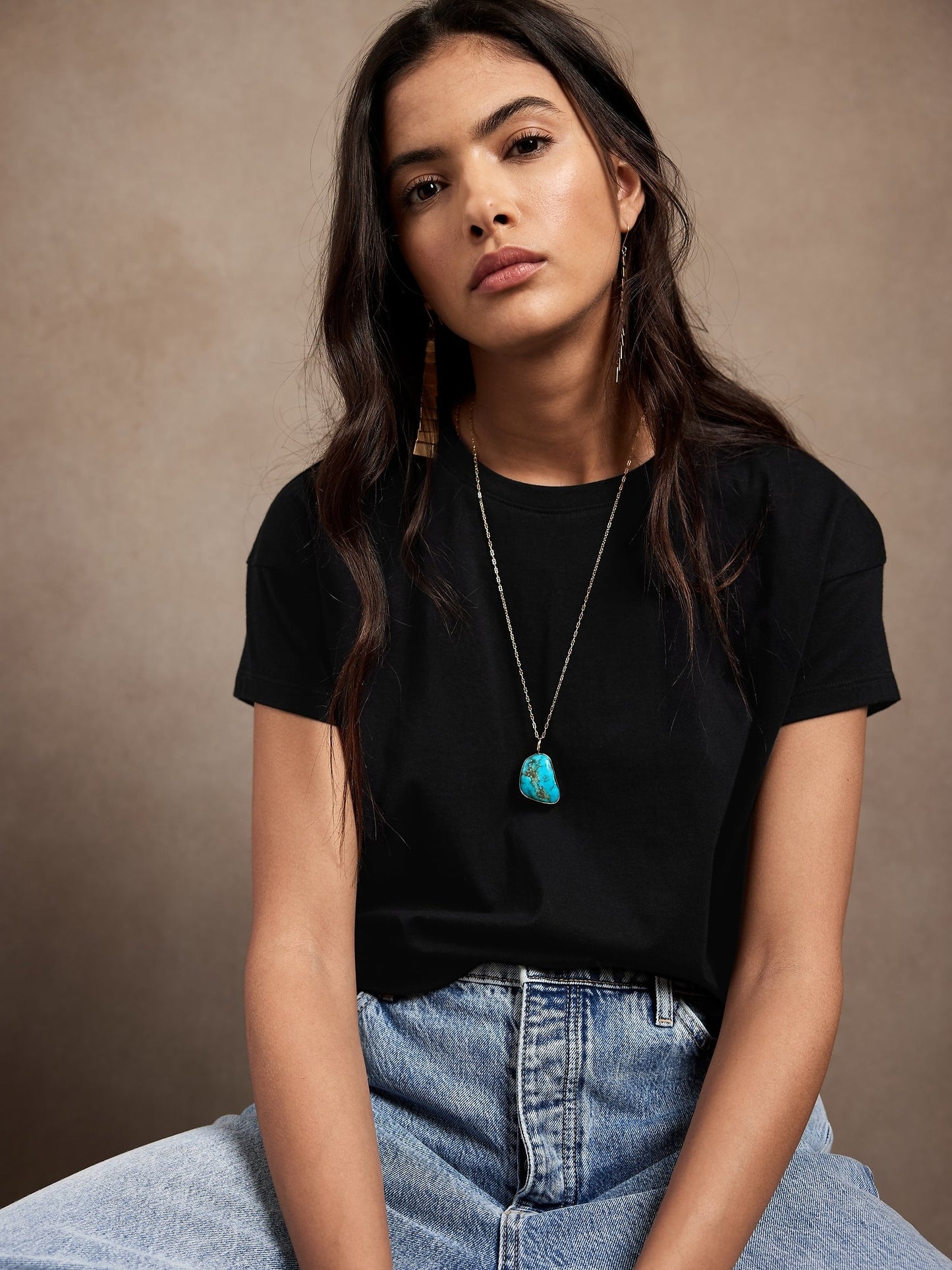 BR Supima® Boxy Crop T-Shirt - Black