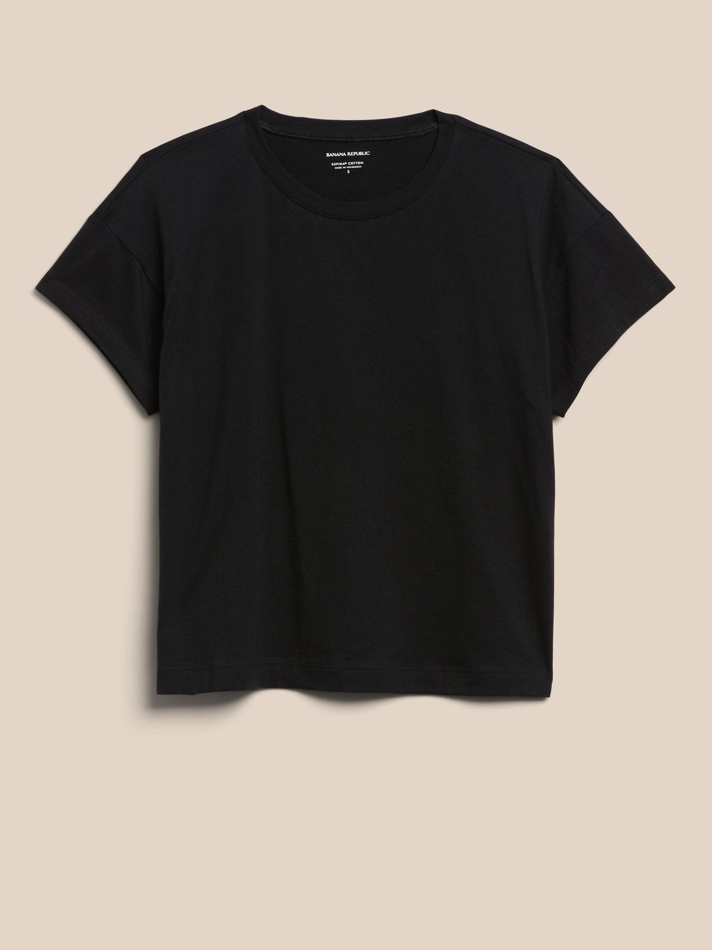 BR Supima® Boxy Crop T-Shirt - Black