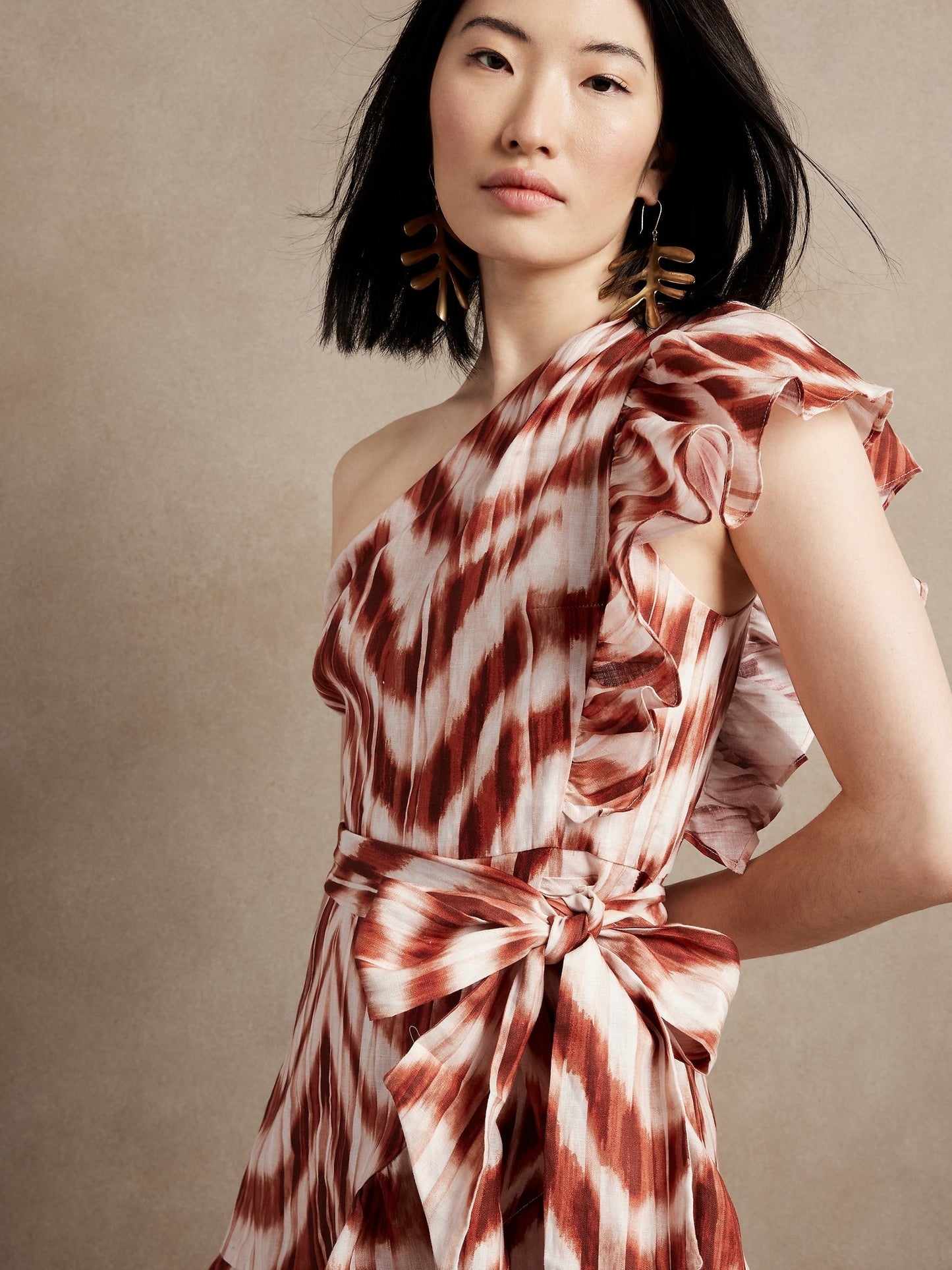 BR Linen Ruffle Dress - Vzebra Print