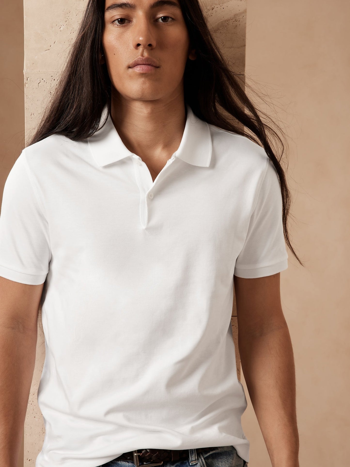 BR Luxury-Touch Performance Golf Polo - Optic White