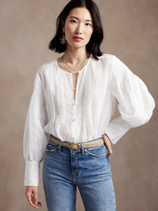 Ramie Pintuck Blouse