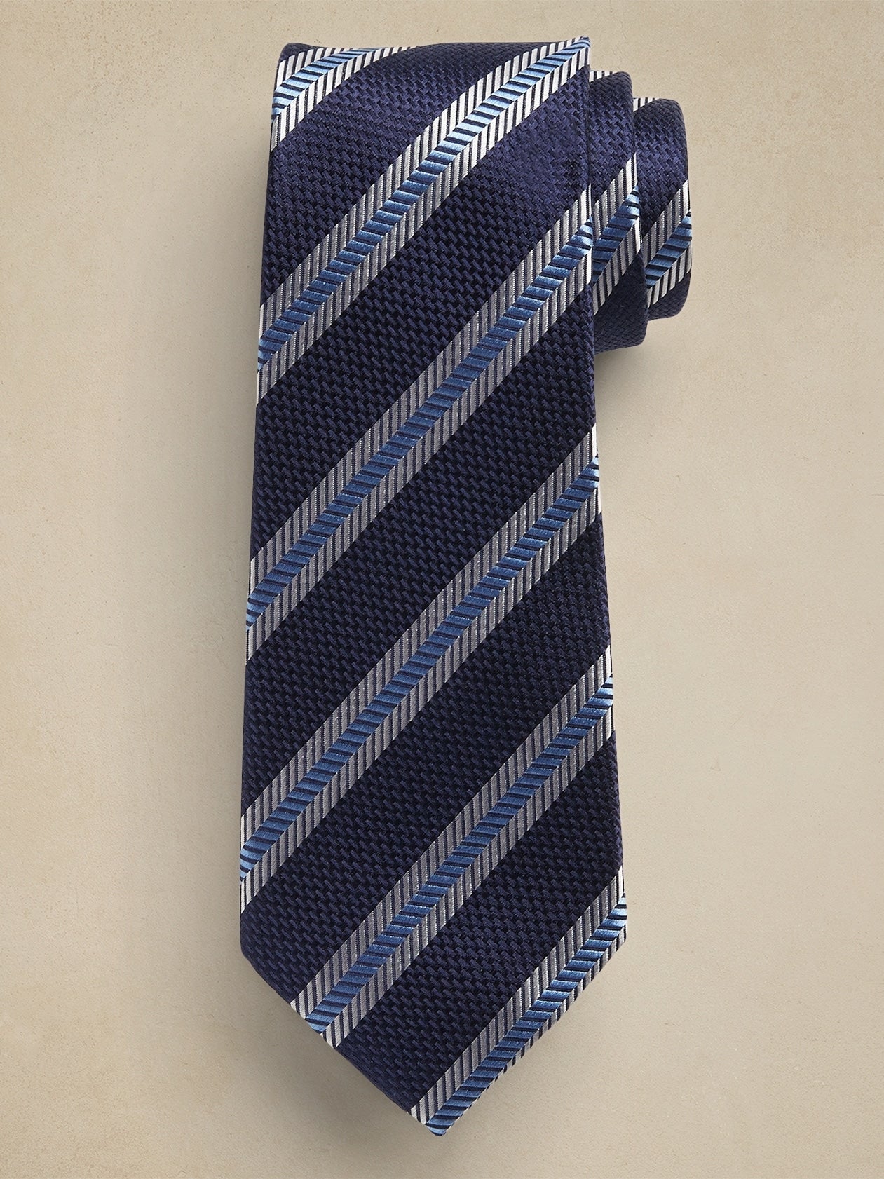 Border Stripe Silk Tie