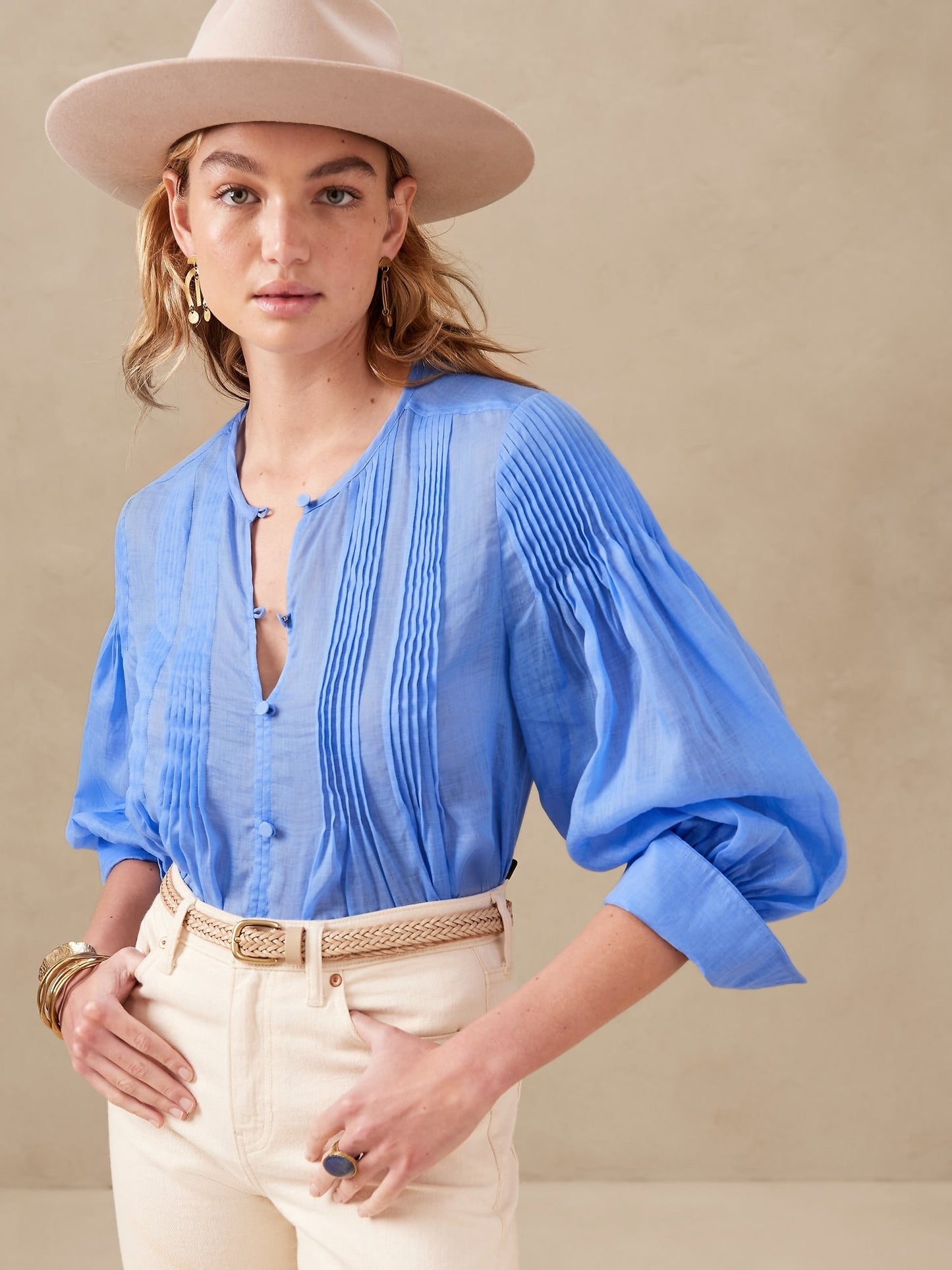 Ramie Pintuck Blouse