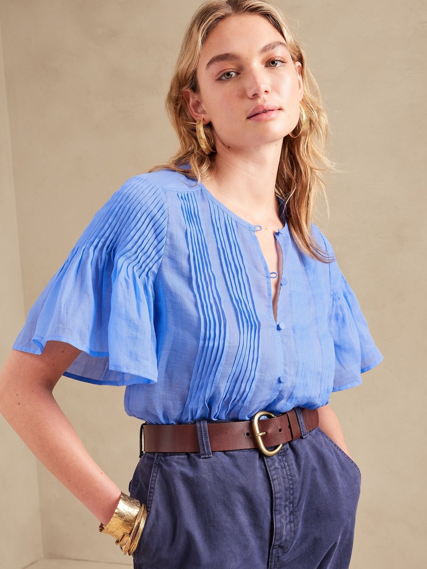 Ramie Pintuck Shirt