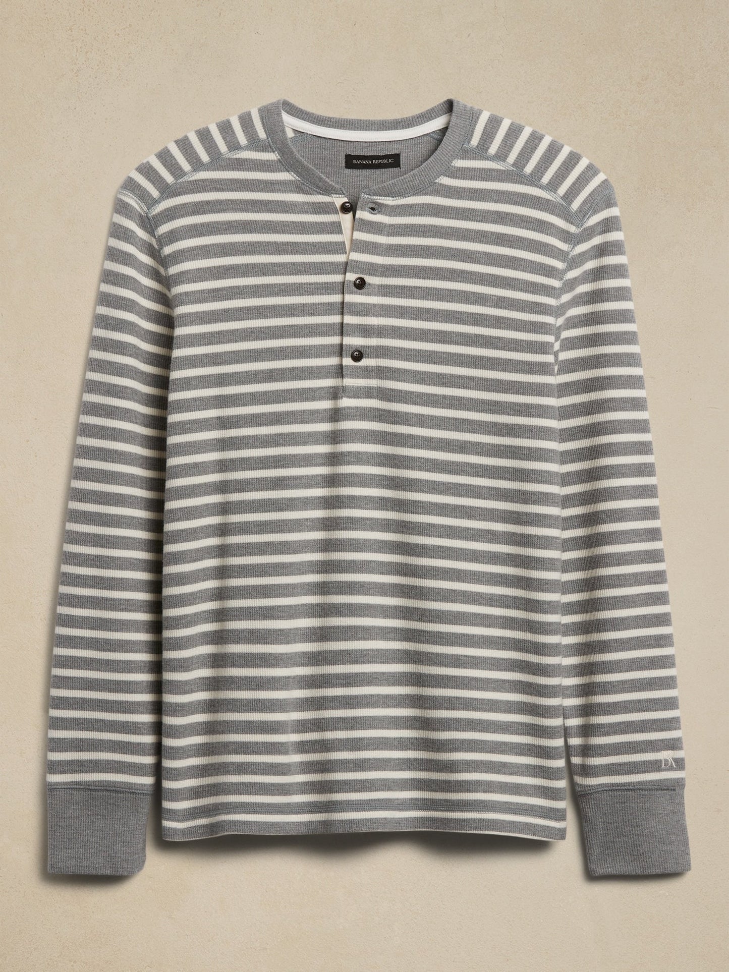 Brushed Waffle-Knit Henley