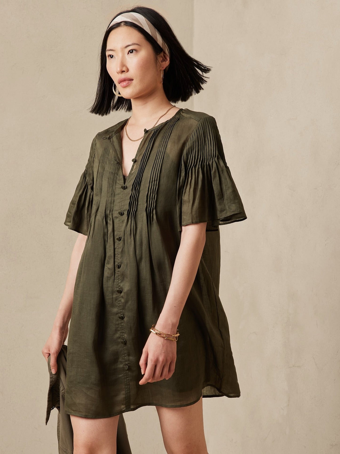 Ramie Pintuck Dress