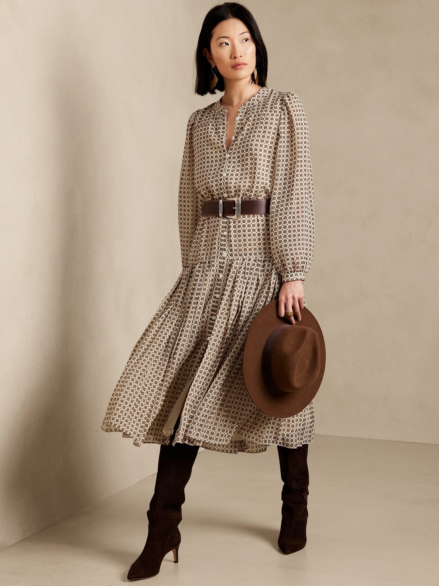 Petite Pleated Midi Dress