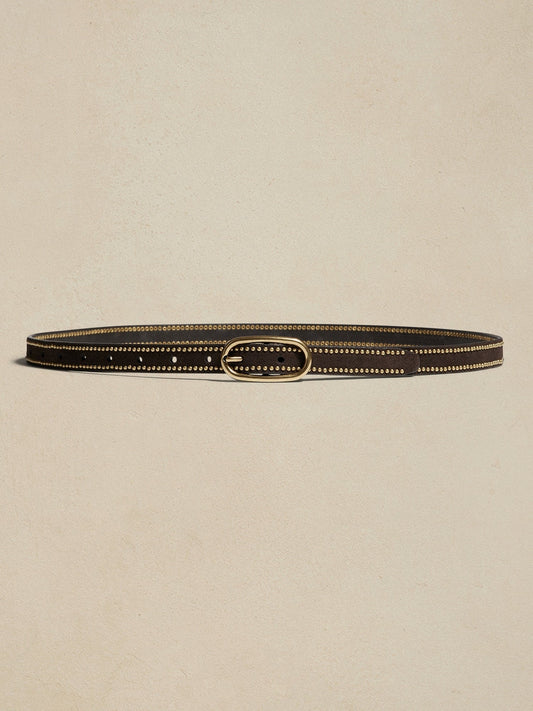 Cinturón De Gamuza Tachuelas Café