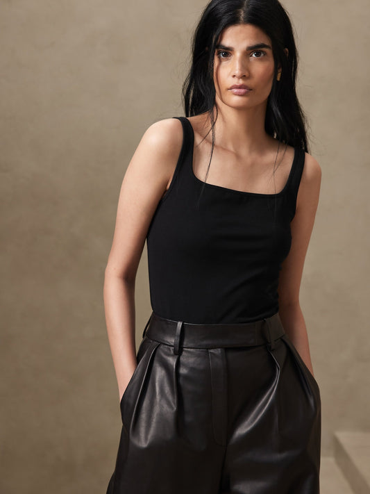 Ribbed Square-Neck Tank