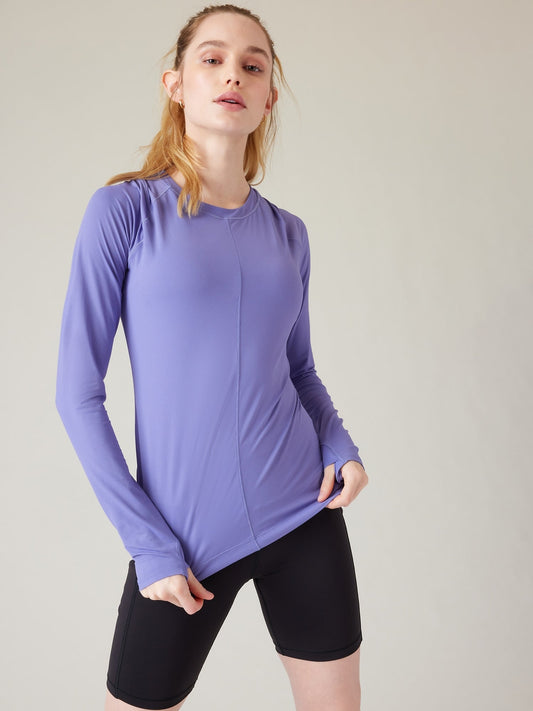 Top Manga Larga Cuello Redondo Lavanda