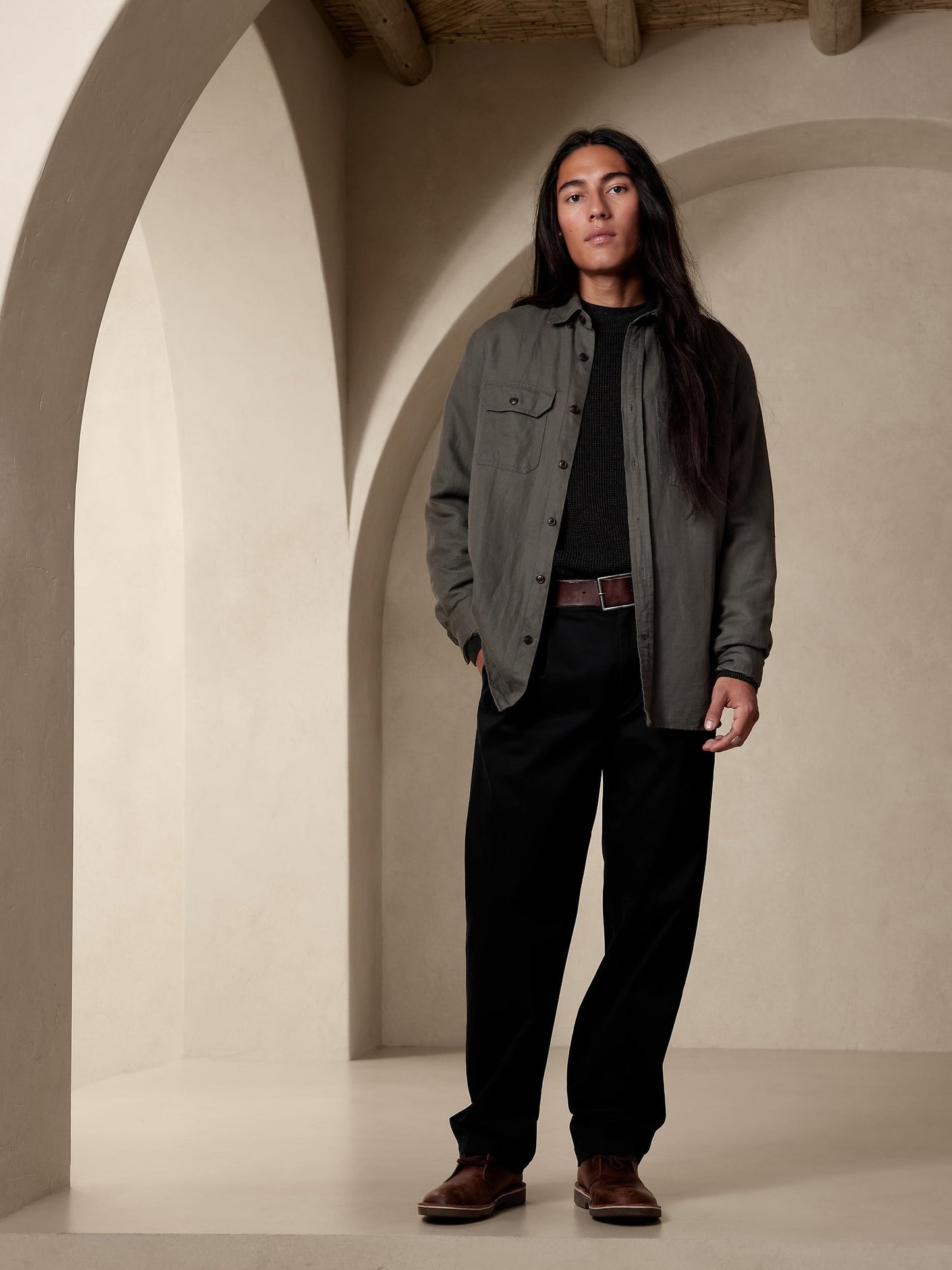 BR ARCHIVES Smithfield Pleated Rapid Movement Chino
