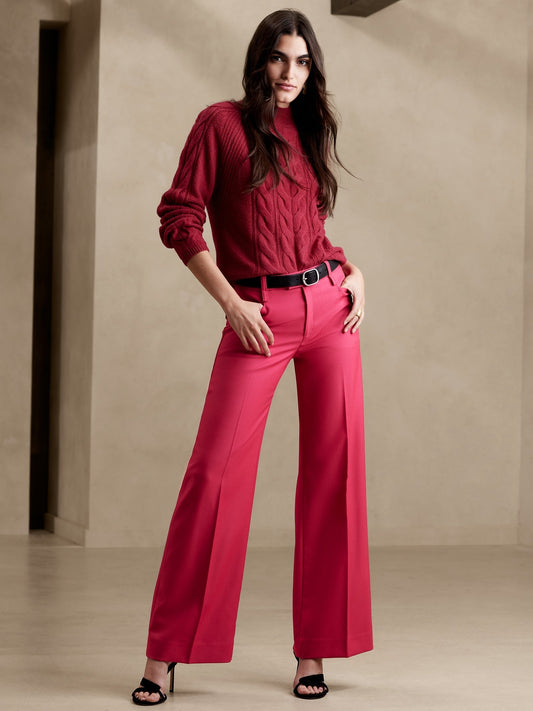 Petite Lido Wide-Leg Wool Pant