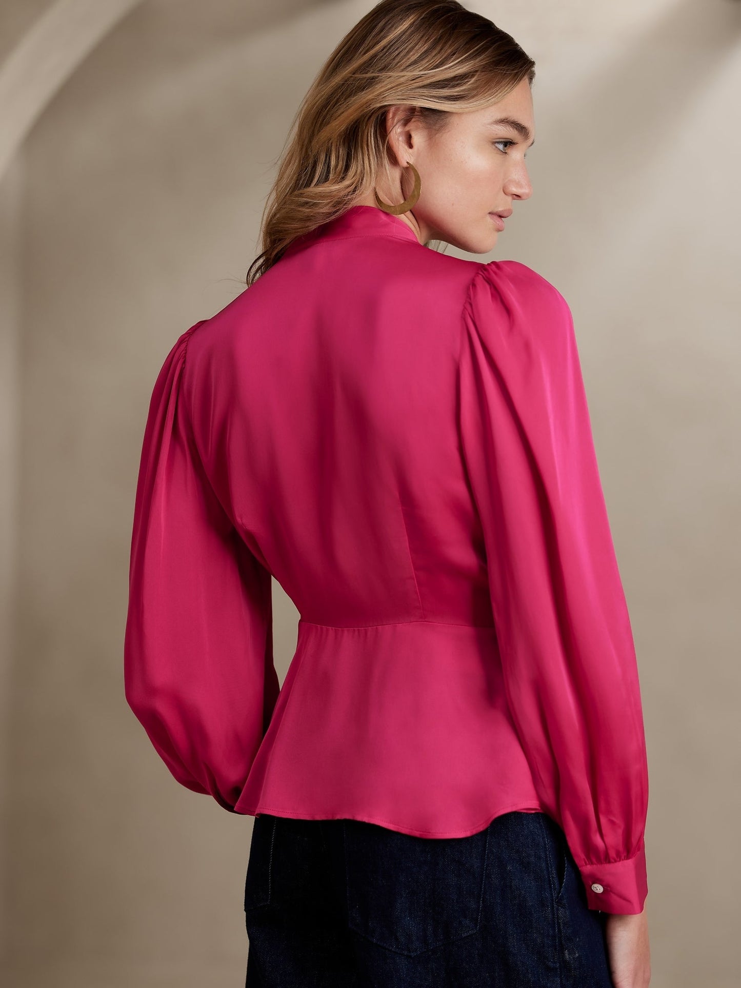 Aida Satin Wrap-Front Top