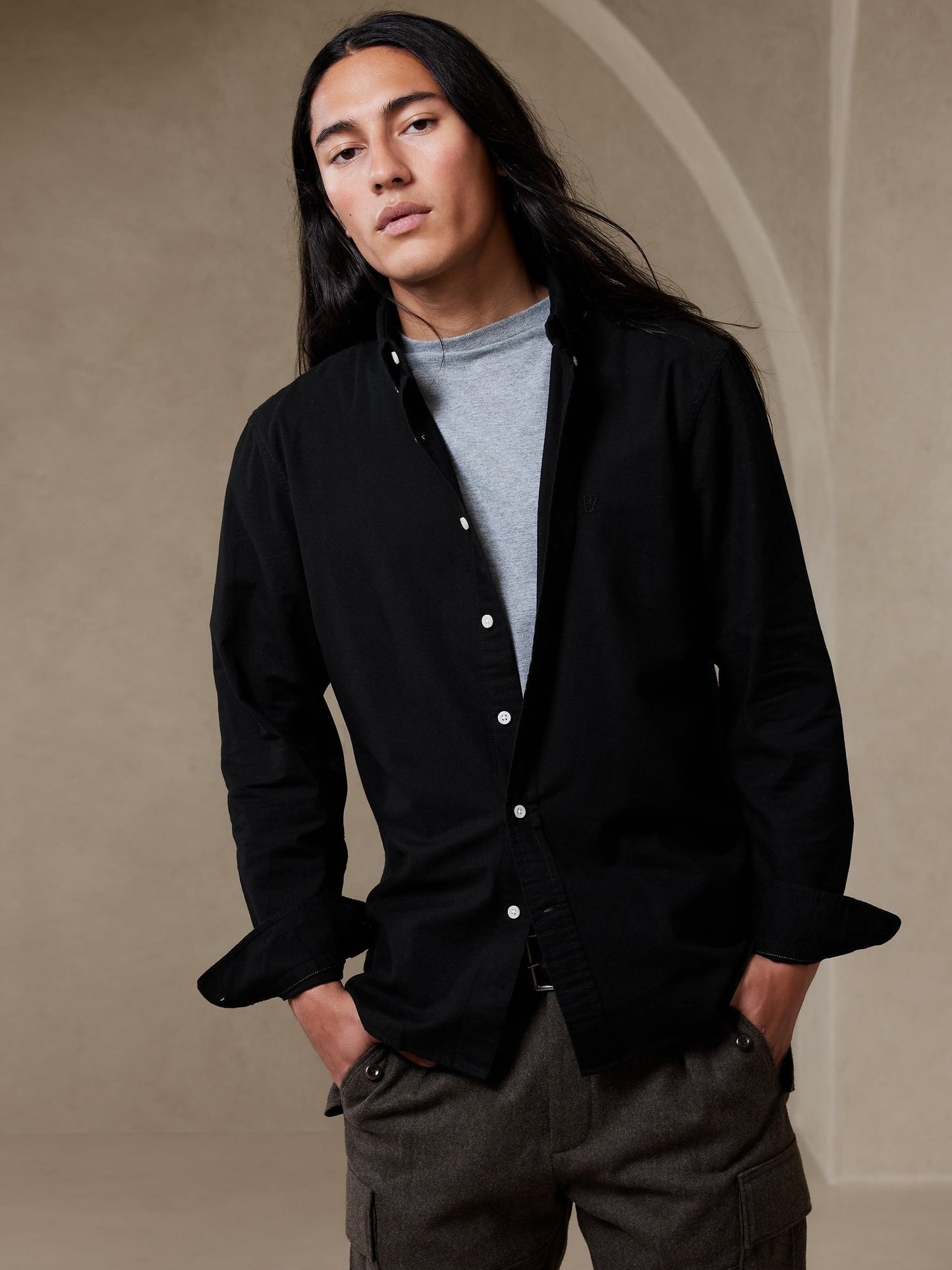 Camisa Manga Larga Negro