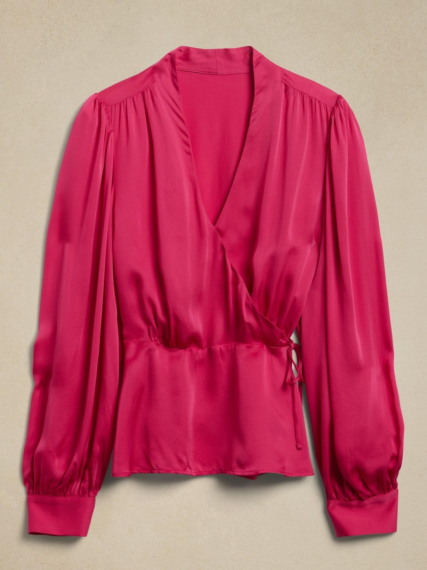 Aida Satin Wrap-Front Top