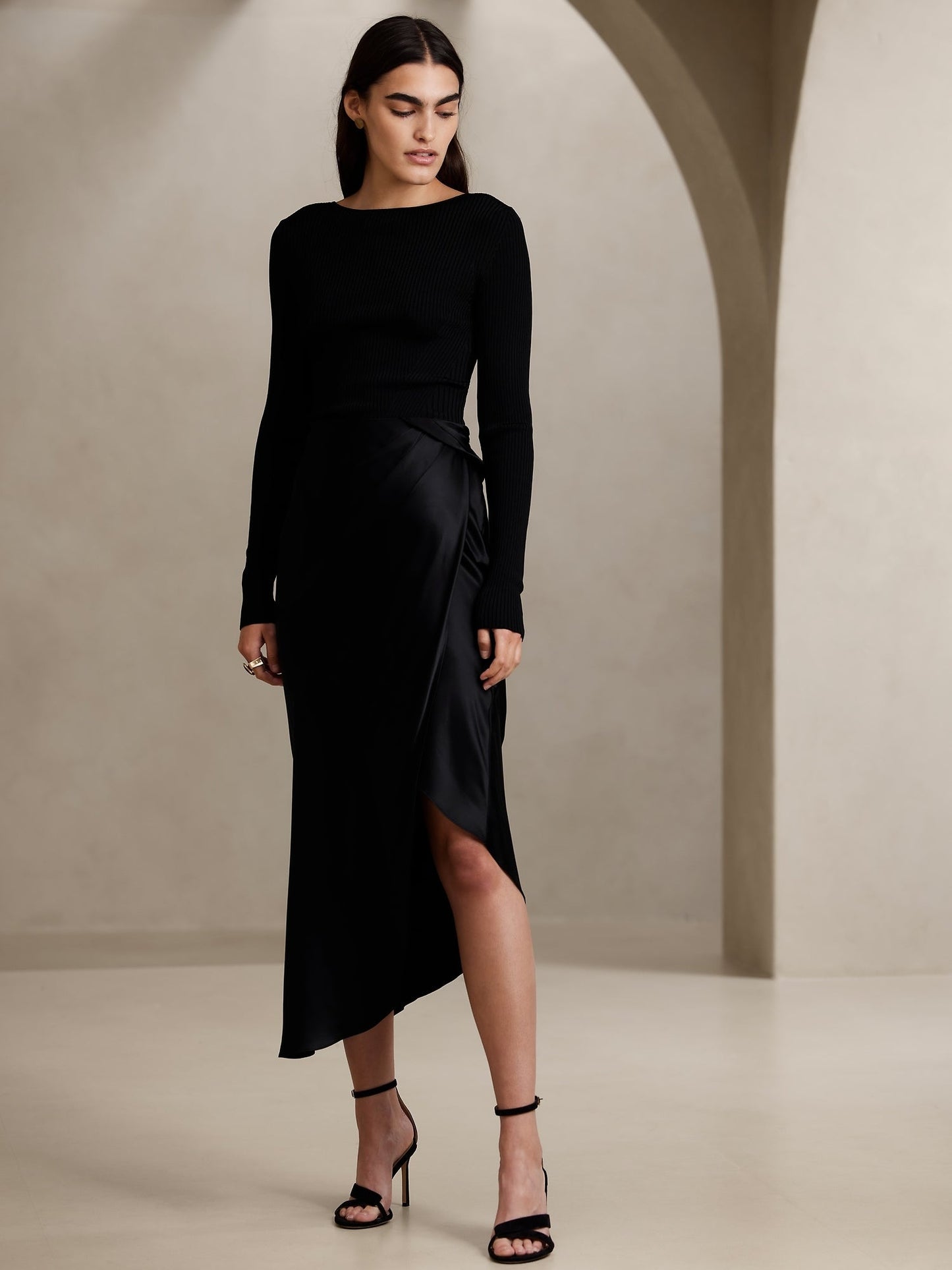 Petite Danae Silk Draped Skirt