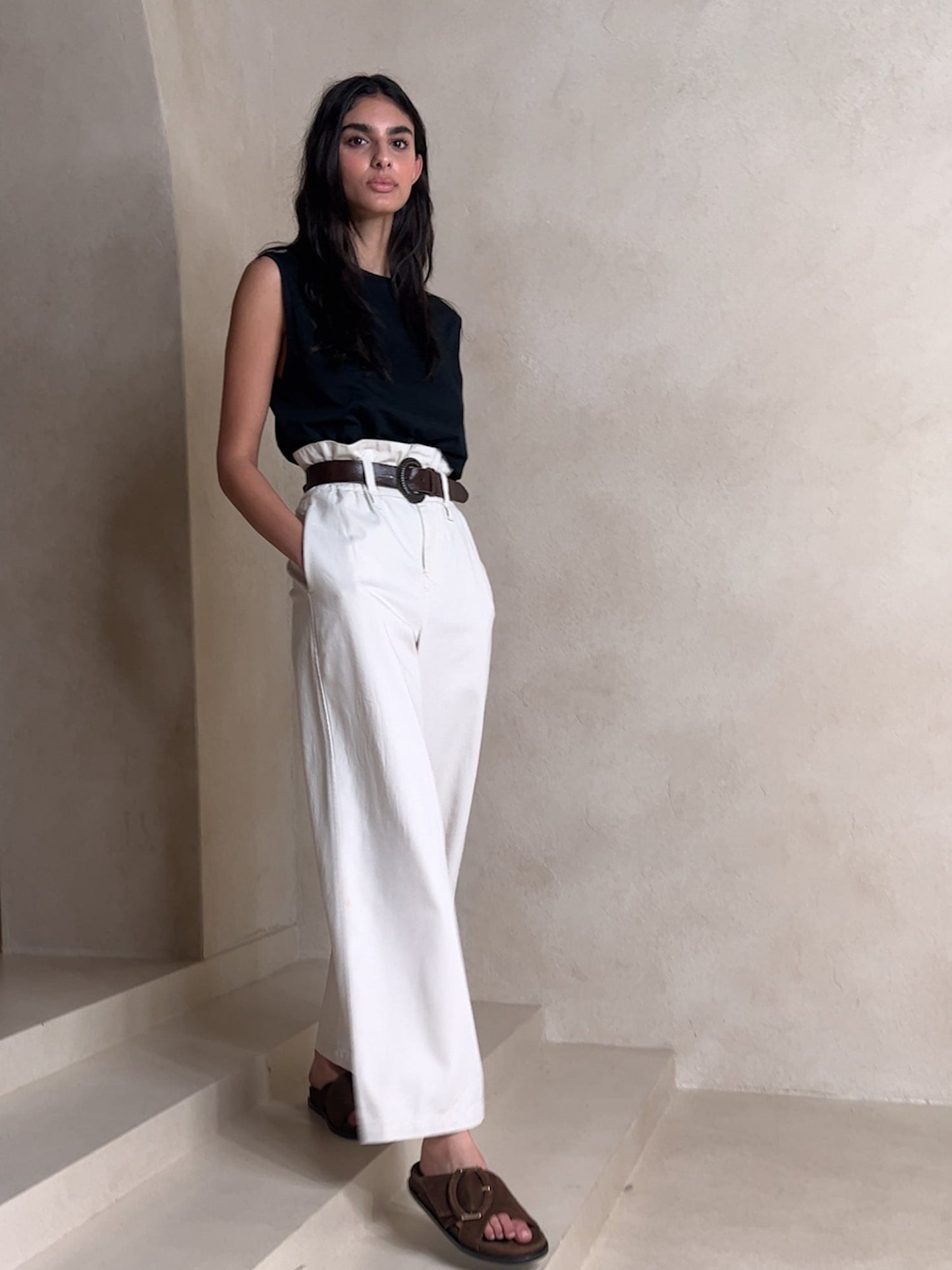 Evie Paperbag Wide-Leg Pant